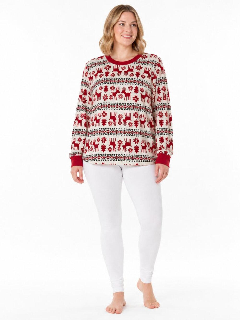 Hanna Andersson Dear Deer Womens Size XL Pajama TOP Reindeer Fair Isle Cotton